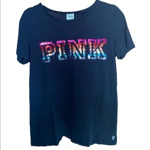 PINK shirt with colorful sequins
